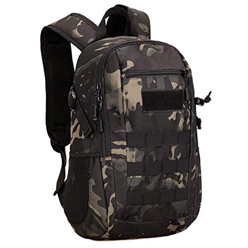 Selighting Mochila Táctica Militar 12L/20L Mochilas Hombres Molle Asalto para Estudiantes Adulto para Camping Senderismo Caza Trekking Casual Diario Escuela (Camo Negro-Mini 12L)