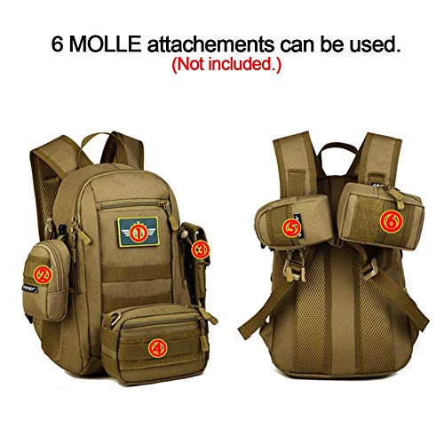 Selighting Mochila Táctica Militar 12L/20L Mochilas Hombres Molle Asalto para Estudiantes Adulto para Camping Senderismo Caza Trekking Casual Diario Escuela (Camo Negro-Mini 12L)