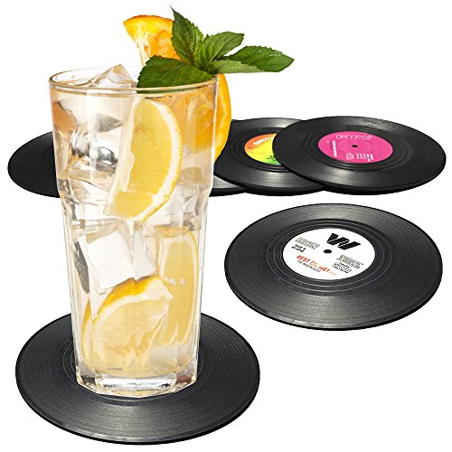 Senhai Set de 6 Posavasos, Vinilos de Vinilo Retro Placas de Cocina para Bebidas frías y Calientes, protección Antideslizante para Tablas Evita Deslizamiento