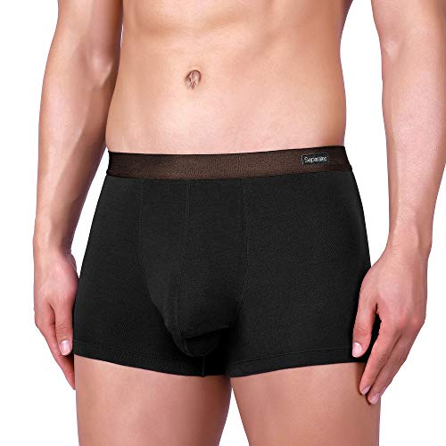 Separatec Calzoncillos bóxer para Hombre Rayón de bambú Liso con Bolsillos Separados Ropa Interior Calzoncillos bóxer Elegante bañador de Rayas, Paquete de 3