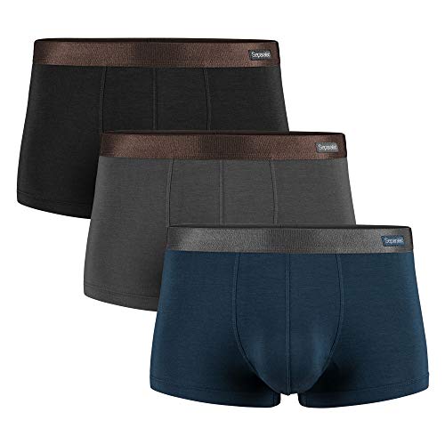 Separatec Calzoncillos bóxer para Hombre Rayón de bambú Liso con Bolsillos Separados Ropa Interior Calzoncillos bóxer Elegante bañador de Rayas, Paquete de 3