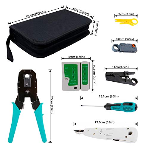 SGILE Comprobador de Cable de Red RJ45 Network Tool Kits Red Profesional Mantenimiento de la Computadora LAN Cable Tester 12 en 1 Herramientas de Reparación