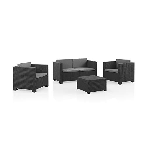 Shaf - Diva | Set Muebles de Jardin de Color Gris Oscuro | Fabricado en España con Materiales Reciclados