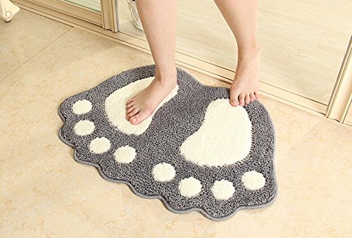 Shanna - Alfombrilla de baño antideslizante, para baño o ducha, alfombra de suelo absorbente, para sala de estar, sofá, cojín, poliéster, Gris, 40 x 60 cm