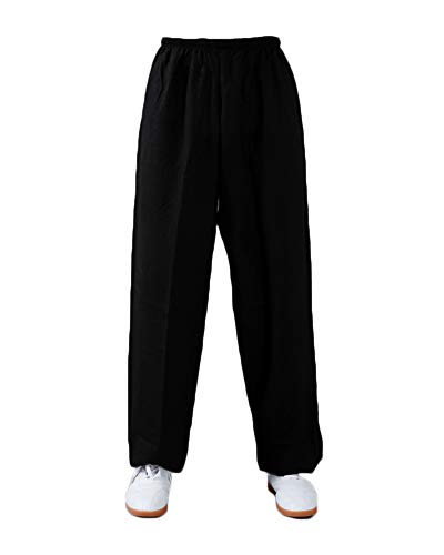 Shaoyao Unisex Pantalones Kung Fu – Wushu – Tai Chi – Taiji – Martial Arts – Pantalón – Sport – Yoga – Tiempo Libre Negro 2XL