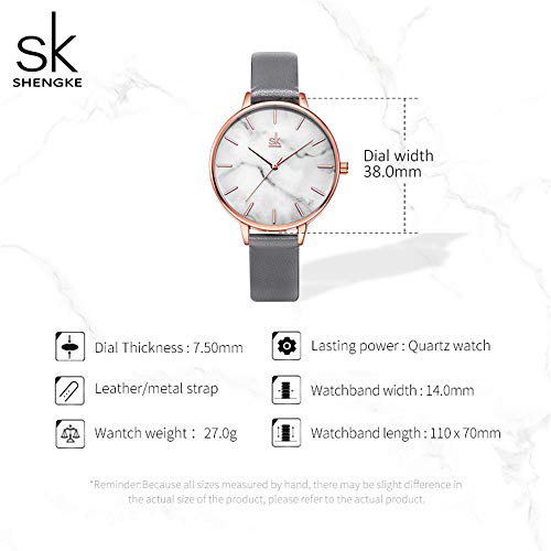 SHENGKE Reloj Mujer Reloj De Cuarzo Ultra Delgado De Mármol Relojes Creativos para Señora Impermeable