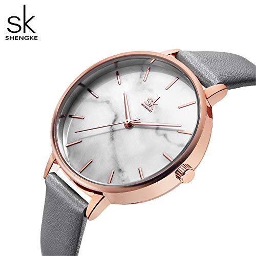 SHENGKE Reloj Mujer Reloj De Cuarzo Ultra Delgado De Mármol Relojes Creativos para Señora Impermeable