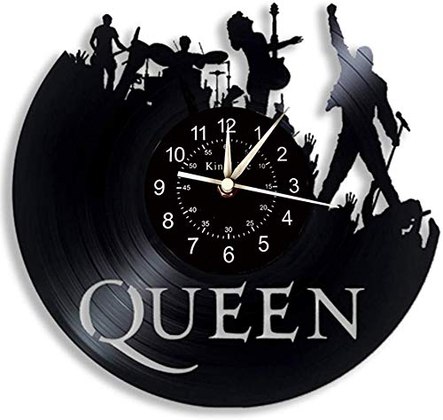 SHHAO The Queen Rock Music Band - Reloj de pared de vinilo, lámpara de noche LED, 7 colores, reloj de pared, sala de estar, cocina, regalos únicos hechos a mano para decoración de pared (sin luz)