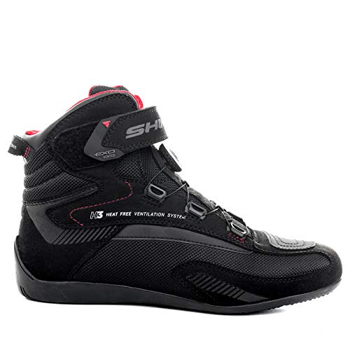 SHIMA EXO Vented, Botas Moto Hombre | Transpirables, Reforzados Zapatos Moto con sistema de cierre ATOP, Soporte Para el Tobillo, Suela Antideslizante, Mango de Cambio de Marchas (Negro, 45)