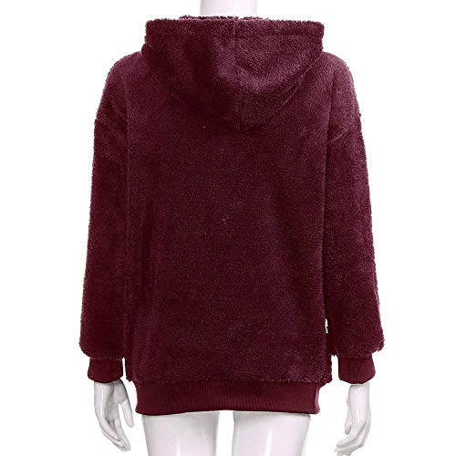 SHOBDW Liquidación Venta Mujer Sudadera con Capucha Suelta Tallas Grandes Jersey de Mujer Jersey otoño Invierno Manga Larga Remata Abrigo cálido(Vino Rojo,XL)