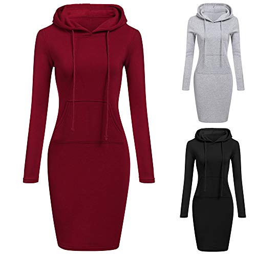 SHOBDW Mujer Liquidación Venta Sudadera con Capucha para de Color sólido Casual Fit Recta Invierno Manga Larga Tops Abrigos Chaqueta Sexy Vestidos Delgados(Negro,S)