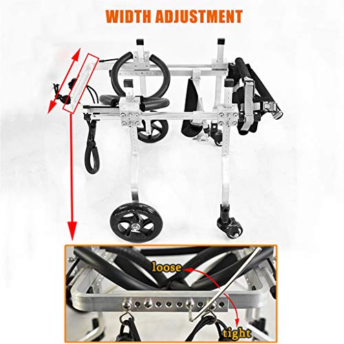 Silla de Ruedas de Apoyo Trasero Arnés de Movilidad para Perros Coche de Ejercicio de piernas traseras 4 Ruedas Ligeras Cochecitos de Perros para Gato Gato paralítico herido