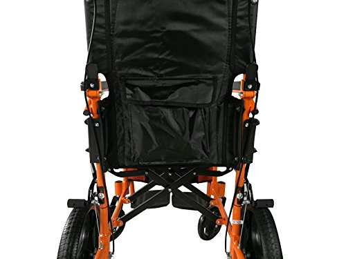 Silla de ruedas ligera | reposapiés, respaldo y reposabrazos acolchados | naranja | Pirámide | Mobiclinic ancho de asiento 40 cm