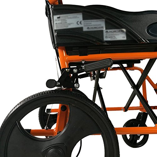 Silla de ruedas ligera | reposapiés, respaldo y reposabrazos acolchados | naranja | Pirámide | Mobiclinic ancho de asiento 40 cm