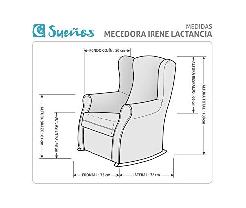 Sillon orejero balancin Mecedora. Irene (Sillon Lactancia) Sillón tapizado Antimanchas acualine Color Beige. Mecedora para Dormitorio, Salon o habitacion de Bebe | Butaca Relax Lactancia