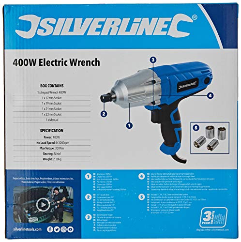 Silverline 593128 - Llave de Impacto Silverstorm 400 W (400 W)