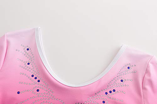 Sinoem Leotardos Gimnásticos para Niñas Manga Larga Maillot de Gimnasia Colorido Gimnasia Leotard para Niñas 5-12Años (5-6 Años, Rosa -Manga Larga)