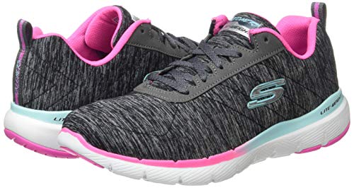 Skechers Flex Appeal 3.0, Zapatillas Mujer, Negro (Black Mesh/Pink & Blue Trim Bkmt), 40 EU