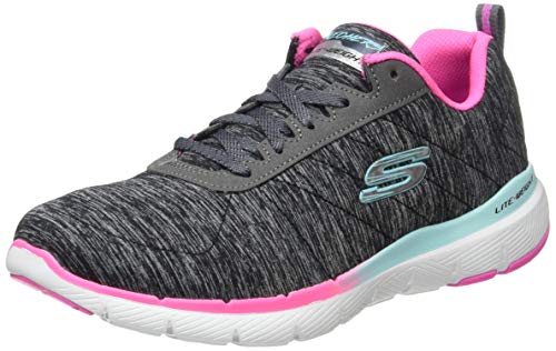 Skechers Flex Appeal 3.0, Zapatillas Mujer, Negro (Black Mesh/Pink & Blue Trim Bkmt), 40 EU