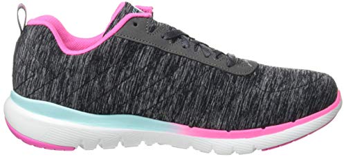 Skechers Flex Appeal 3.0, Zapatillas Mujer, Negro (Black Mesh/Pink & Blue Trim Bkmt), 40 EU