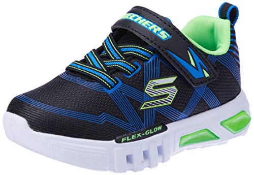 Skechers Flex-Glow, Zapatillas Hombre, Multicolor (BBLM Black Textile/Synthetic/Blue & Lime Trim), 45.5 EU