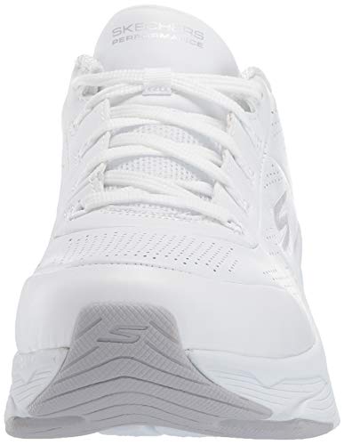 Skechers MAX Cushioning Elite-Step Up, Zapatillas Mujer, Blanco (White Leather/Silver Trim WSL), 40 EU