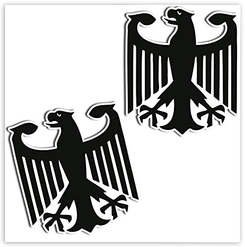 SkinoEu® 2 x PVC Laminado Pegatina Adhesivos Bandera de Alemania Escudo de Armas del águila Alemana para Autos Coches Motos Ciclomotores Bicicletas Ordenador Portátil Regalo B 181