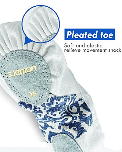 s.lemon Zapatillas de Ballet Media Punta Ballet Zapatos Bailarina Principiantes Danza Zapatos Flor Azul Y Blanca (Blanco, 39EU)