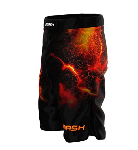 SMMASH Diablo Deporte Profesionalmente Pantalones Cortos MMA para Hombre, Shorts MMA, BJJ, Grappling, Krav Maga, Material Transpirable y Antibacteriano, (XL)