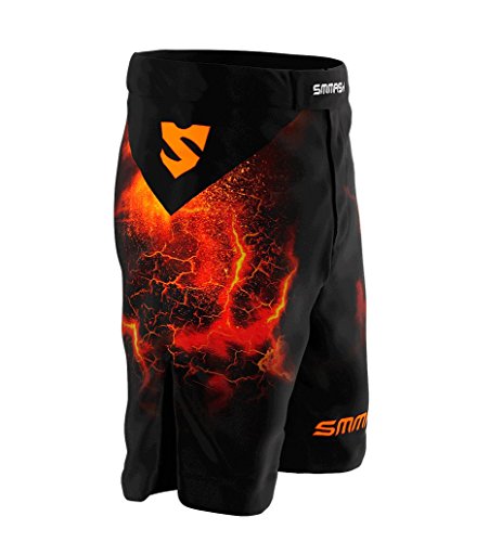 SMMASH Diablo Deporte Profesionalmente Pantalones Cortos MMA para Hombre, Shorts MMA, BJJ, Grappling, Krav Maga, Material Transpirable y Antibacteriano, (XL)