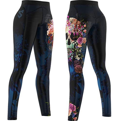 SMMASH Muerte Deportivos Leggins Largos Mujer, Mallas Deporte Mujer, Yoga, Fitness, Crossfit, Correr, Material Transpirable y Antibacteriano, (S)