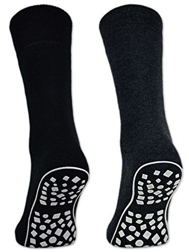 sockenkauf24 2 | 4 | 6 Pares Calcetines Antideslizantes Hombre Mujer Algodón Negro Azul Gris (47-50, 2 Pares - Negro | Azul | Gris)