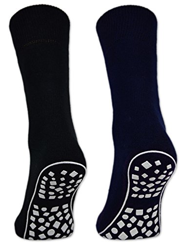 sockenkauf24 2 | 4 | 6 Pares Calcetines Antideslizantes Hombre Mujer Algodón Negro Azul Gris (47-50, 2 Pares - Negro | Azul | Gris)