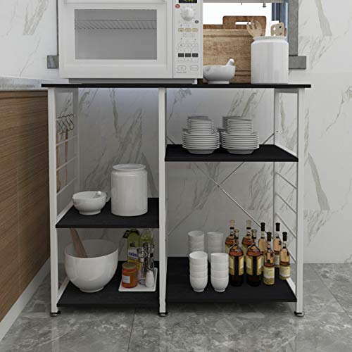 sogesfurniture Estante de Cocina Estantería para Microondas Estantería Metálica, 3 Niveles Baker's Rack Soporte para Carro de Microondas Estantes de Almacenamiento, Nogal Negro 171-BK-BH