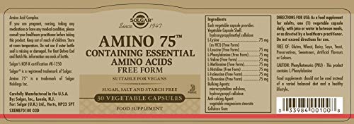 Solgar Amino 75 con Aminoácidos esenciales Cápsulas vegetales - Envase de 30