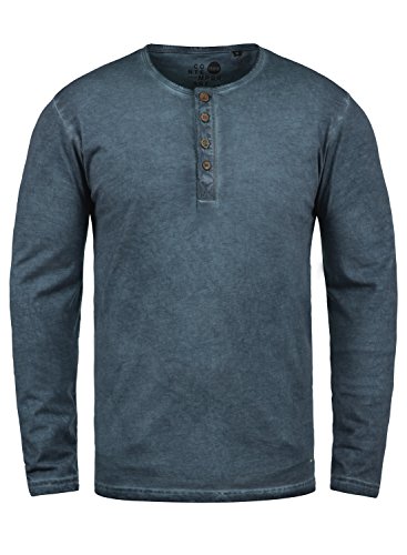 !Solid Timur Camiseta Básica De Manga Larga Longsleeve para Hombre con Cuello Grandad De 100% algodón, tamaño:S, Color:Insignia Blue (1991)