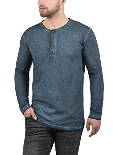 !Solid Timur Camiseta Básica De Manga Larga Longsleeve para Hombre con Cuello Grandad De 100% algodón, tamaño:S, Color:Insignia Blue (1991)