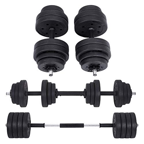 SONGMICS Juego de Mancuernas Ajustables, con Barra Adicional, 30 kg, para Hombres y Mujeres, Entrenamiento de Fitness, Levantamiento de Pesas en el Gimnasio de casa - 1 Par, Negro SYL30HBK