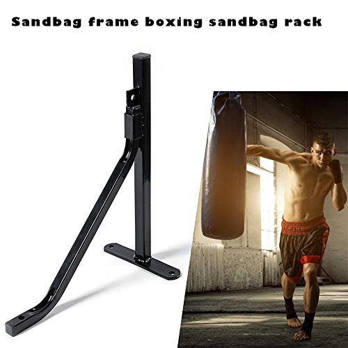 Soporte De La Bolsa De Perforación, Perchero De La Bolsa De Arena, Montaje En Pared Soporte De Suspensión De Acero Estructura Triangular Estructura Negra Acabado Óxido Negro 45Kg Carga, Para Entrenar