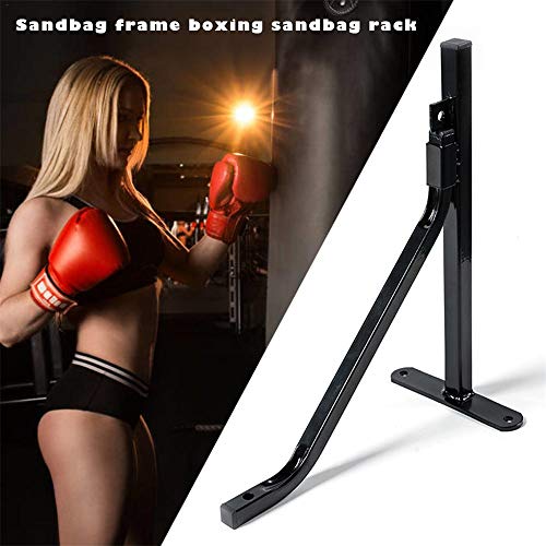 Soporte De La Bolsa De Perforación, Perchero De La Bolsa De Arena, Montaje En Pared Soporte De Suspensión De Acero Estructura Triangular Estructura Negra Acabado Óxido Negro 45Kg Carga, Para Entrenar