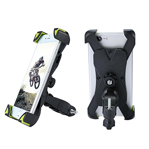 Soporte Móvil Bicicleta Montaña, SKYEE Ultra Estable 4 Esquinas Cerradas Silicona Antideslizante Universal para Manillar de la Bici MTB para iPhone 8, Huawei p20 y otros Smartphone - Negro/Verde