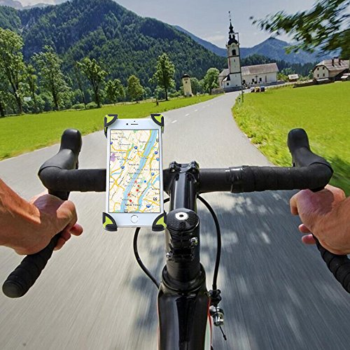 Soporte Móvil Bicicleta Montaña, SKYEE Ultra Estable 4 Esquinas Cerradas Silicona Antideslizante Universal para Manillar de la Bici MTB para iPhone 8, Huawei p20 y otros Smartphone - Negro/Verde