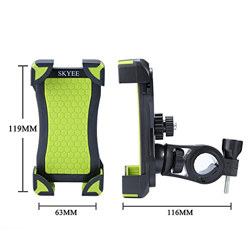 Soporte Móvil Bicicleta Montaña, SKYEE Ultra Estable 4 Esquinas Cerradas Silicona Antideslizante Universal para Manillar de la Bici MTB para iPhone 8, Huawei p20 y otros Smartphone - Negro/Verde