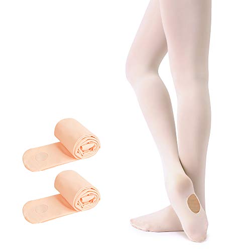 Soudittur Medias Convertibles de Ballet Danza para Niñas y Mujer 90 DEN en Rosa 2 Pares