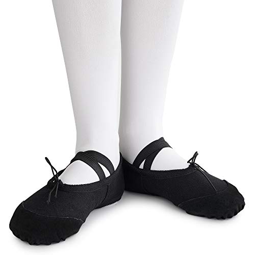 Soudittur Zapatillas de Ballet Suela Partida de Cuero Calzado de Danza para Niña y Mujer Adultos Negras Tallas 35