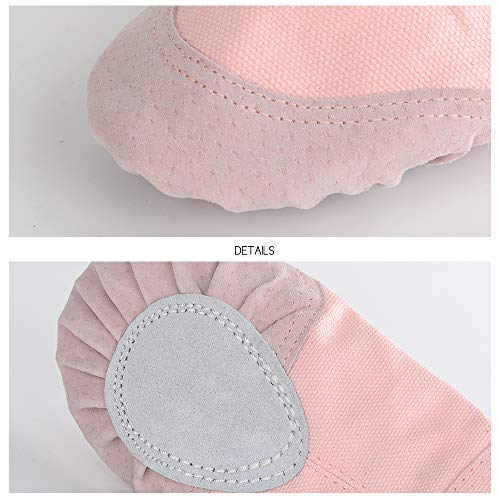 Soudittur Zapatillas de Ballet Suela Partida de Cuero Calzado de Danza para Niña y Mujer Adultos Rosa Tallas 30