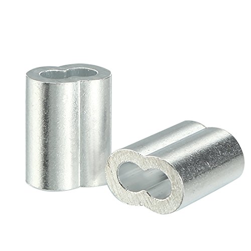 SOURCING MAP sourcing map 50uds 3mm Bucle Engarzado Funda Tubo de Aluminio Manguitos para Cable Pasacables Forma en 8