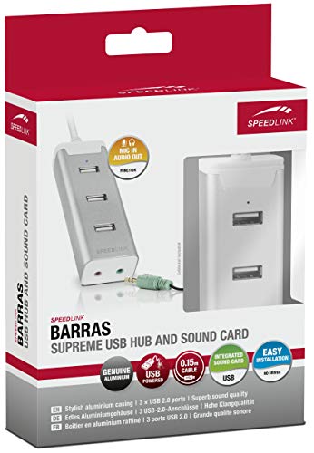 Speedlink Vigo - Tarjeta de sonido USB, color negro plata