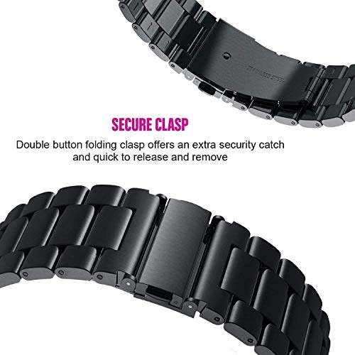 SPGUARD Correa Compatible con Correa Huawei Watch GT2 46mm Huawei Watch GT 2e Correa,Pulsera de Repuesto de Metal de Acero Inoxidable para Huawei GT2 46mm/Huawei GT 2e/Active-Negro