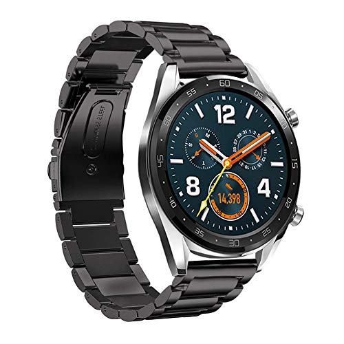 SPGUARD Correa Compatible con Correa Huawei Watch GT2 46mm Huawei Watch GT 2e Correa,Pulsera de Repuesto de Metal de Acero Inoxidable para Huawei GT2 46mm/Huawei GT 2e/Active-Negro